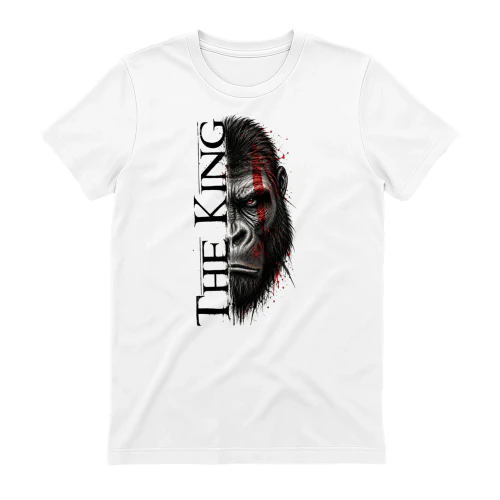 Gorilla King Graphic T-Shirt | Tribal Primate Art | Modern Tattoo Style