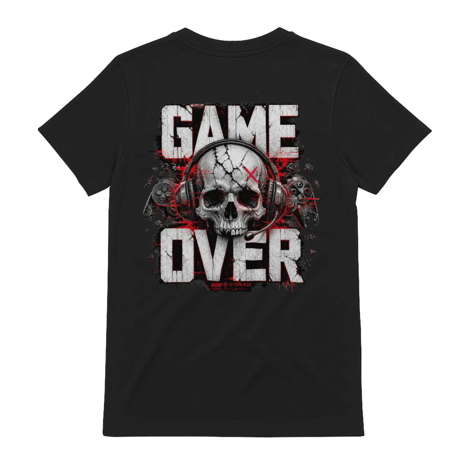 GAME OVER™ Vintage Gaming Streetwear T-Shirt | Skull Gamer Graphic Tee | Grunge Esports Shirt