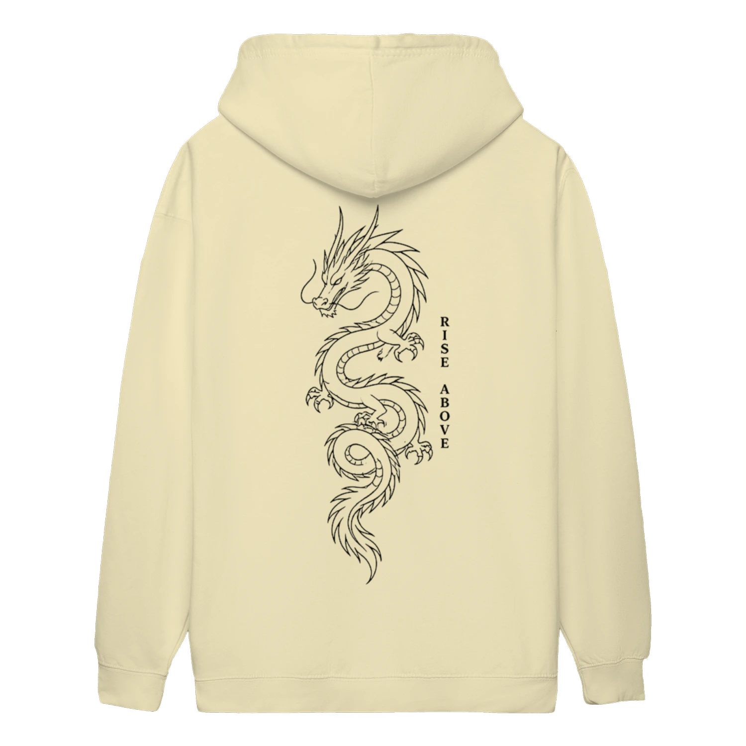 Rise Above Dragon Hoodie | Minimalist Fine Line Streetwear Winter Unisex Sweatshirt