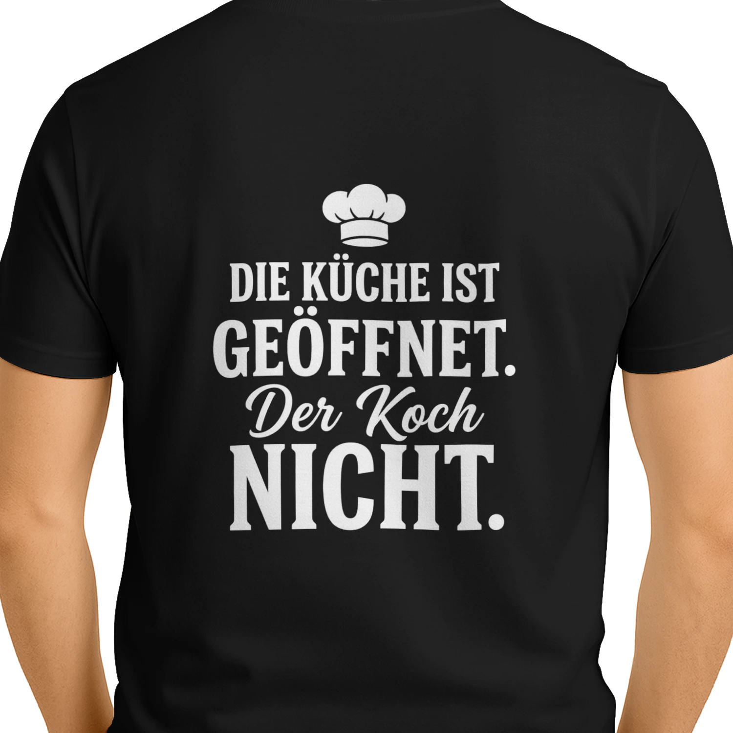 Lustiges Koch-T-Shirt: Die Küche ist geöffnet, der Koch nicht, Geschenk für Hobbyköche