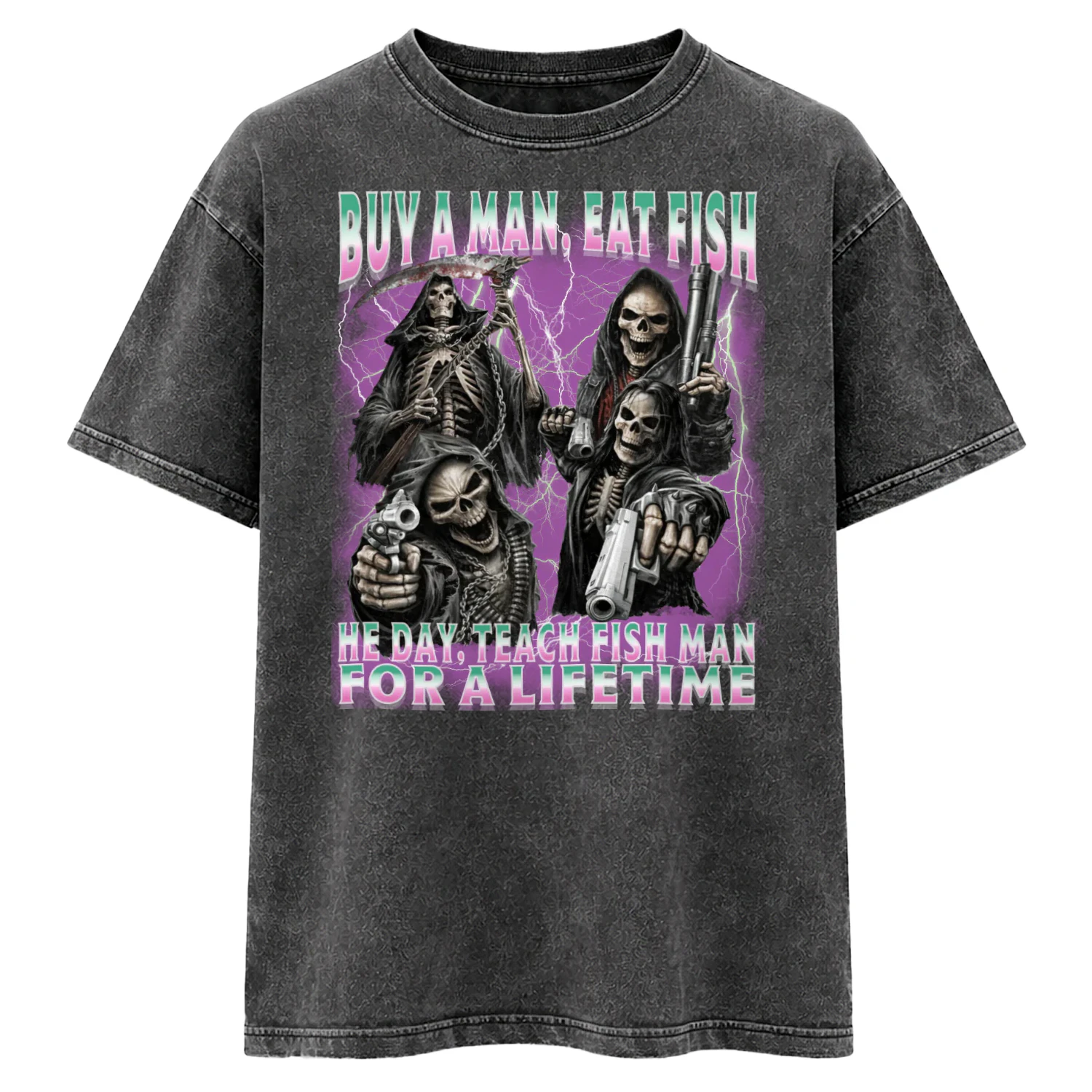 Buy A Man Eat Fish Teach Fish Man Skeleton Bootleg Meme