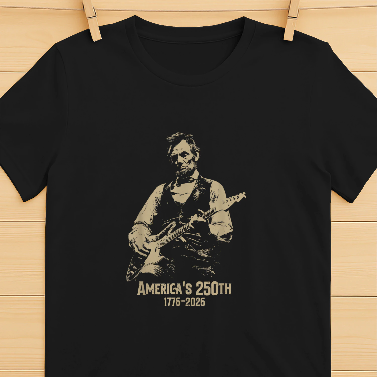 Abraham Lincoln Playing Guitar 4th July 250th Anniversary Shirt