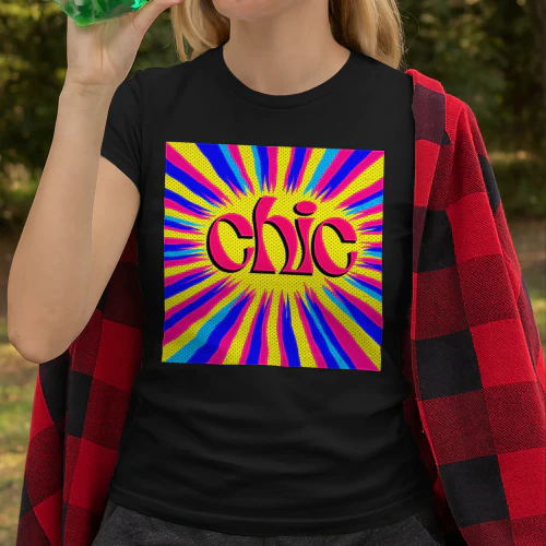 Vibrant Pop Art Design Featuring "chic" Text in Neon Colors