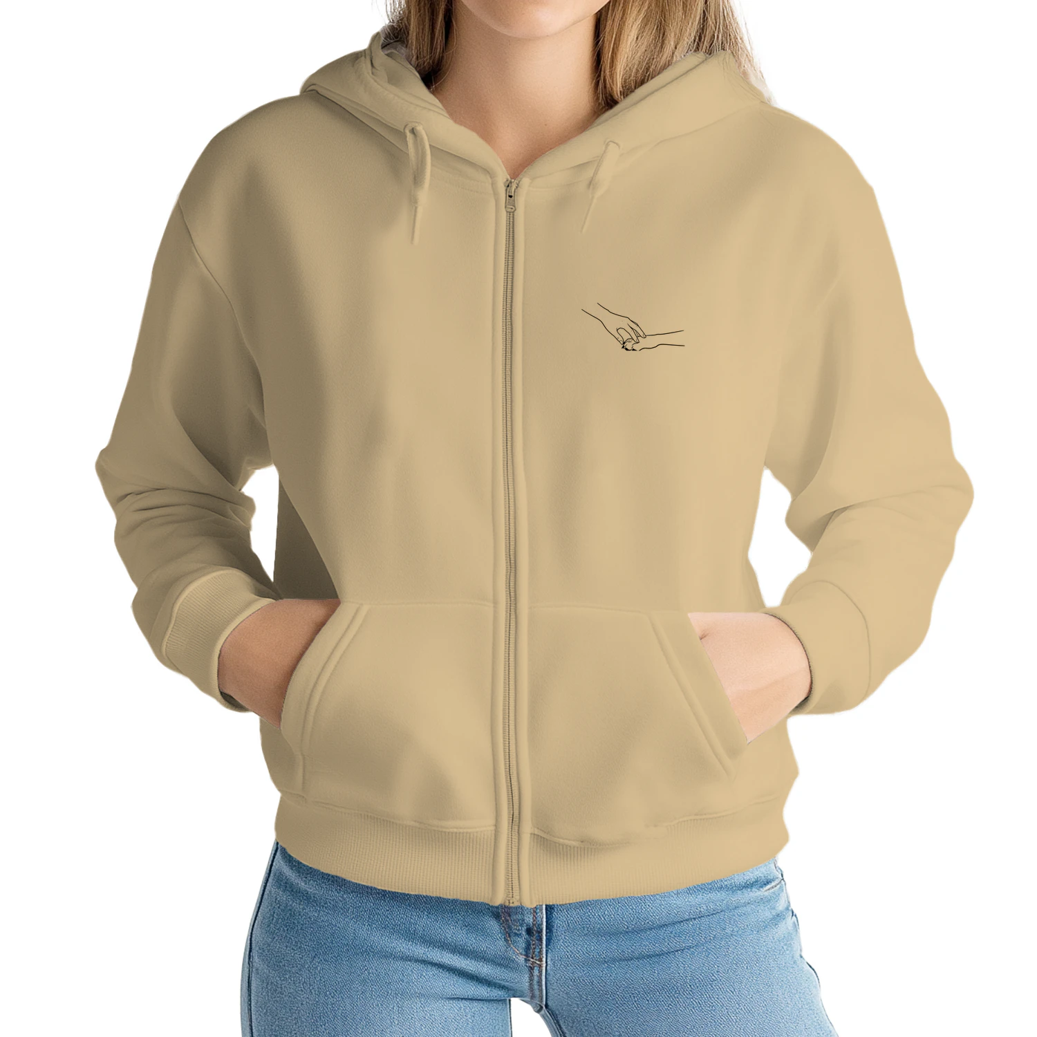 Pfotenliebe - Minimalistischer Zip-Hoodie (Backprint)