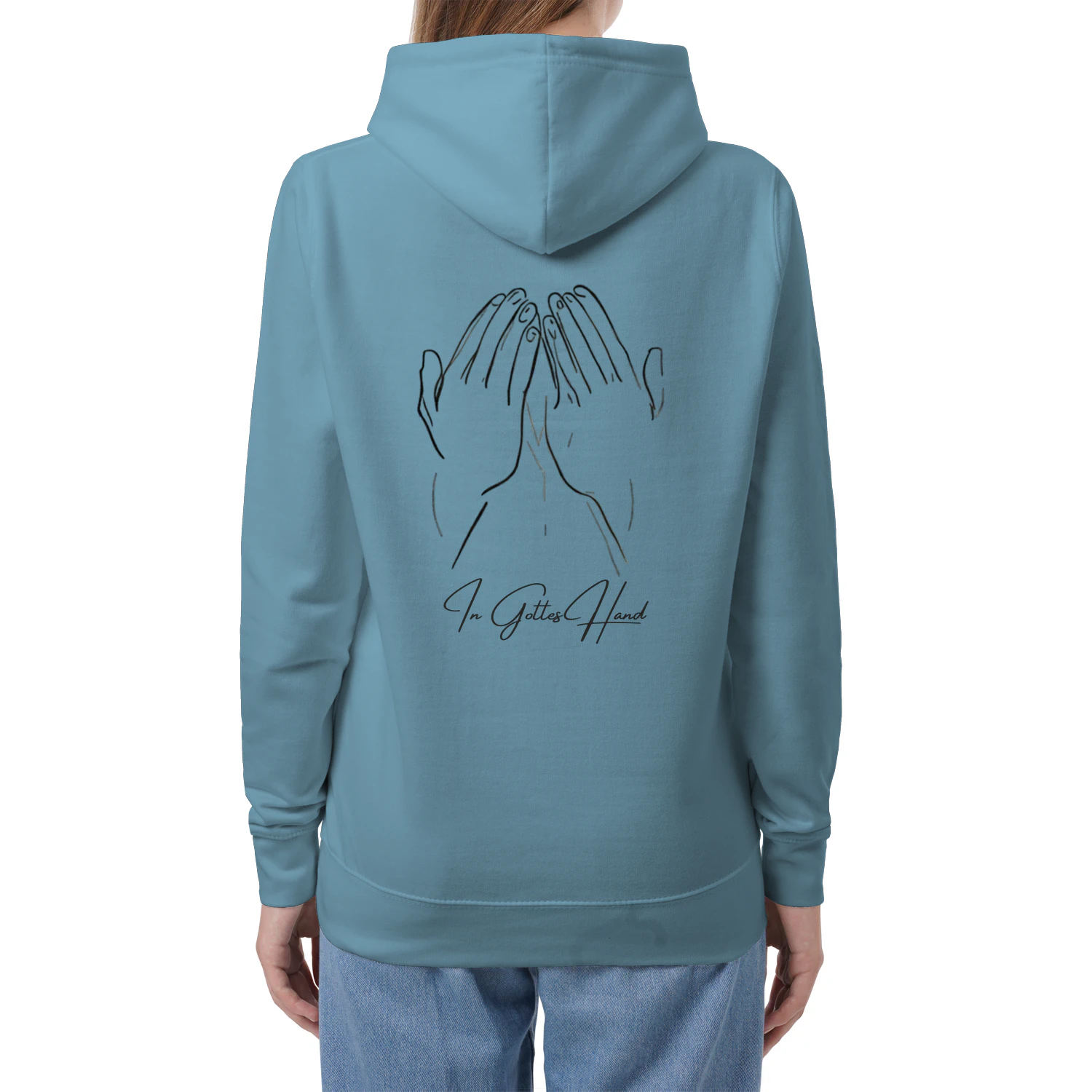 In Gottes Hand - Minimalistischer Hoodie (Backprint)