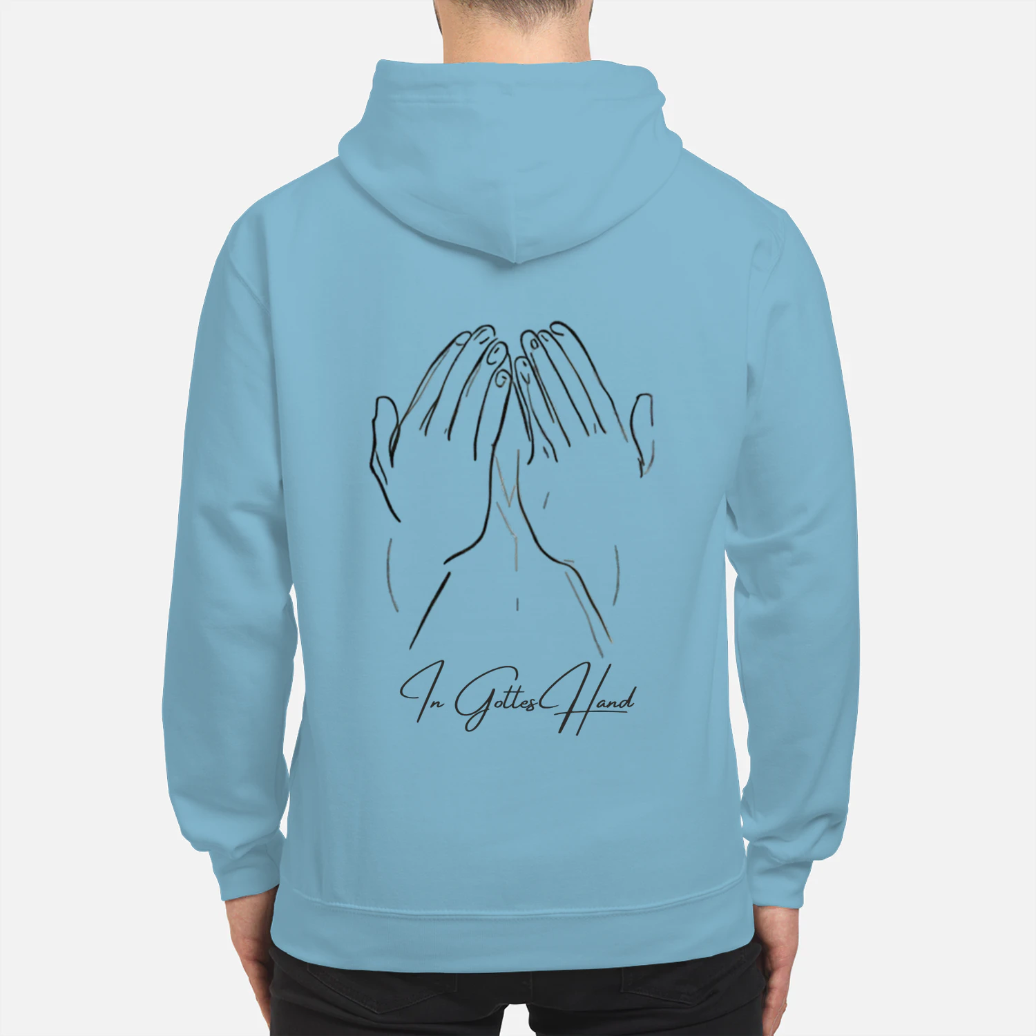 In Gottes Hand - Minimalistischer Hoodie (Backprint)
