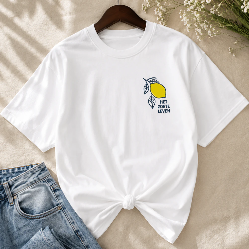 Limoncello "Het Zoete Leven" Graphic T-Shirt – Trendy Summer Cotton Tee for Women