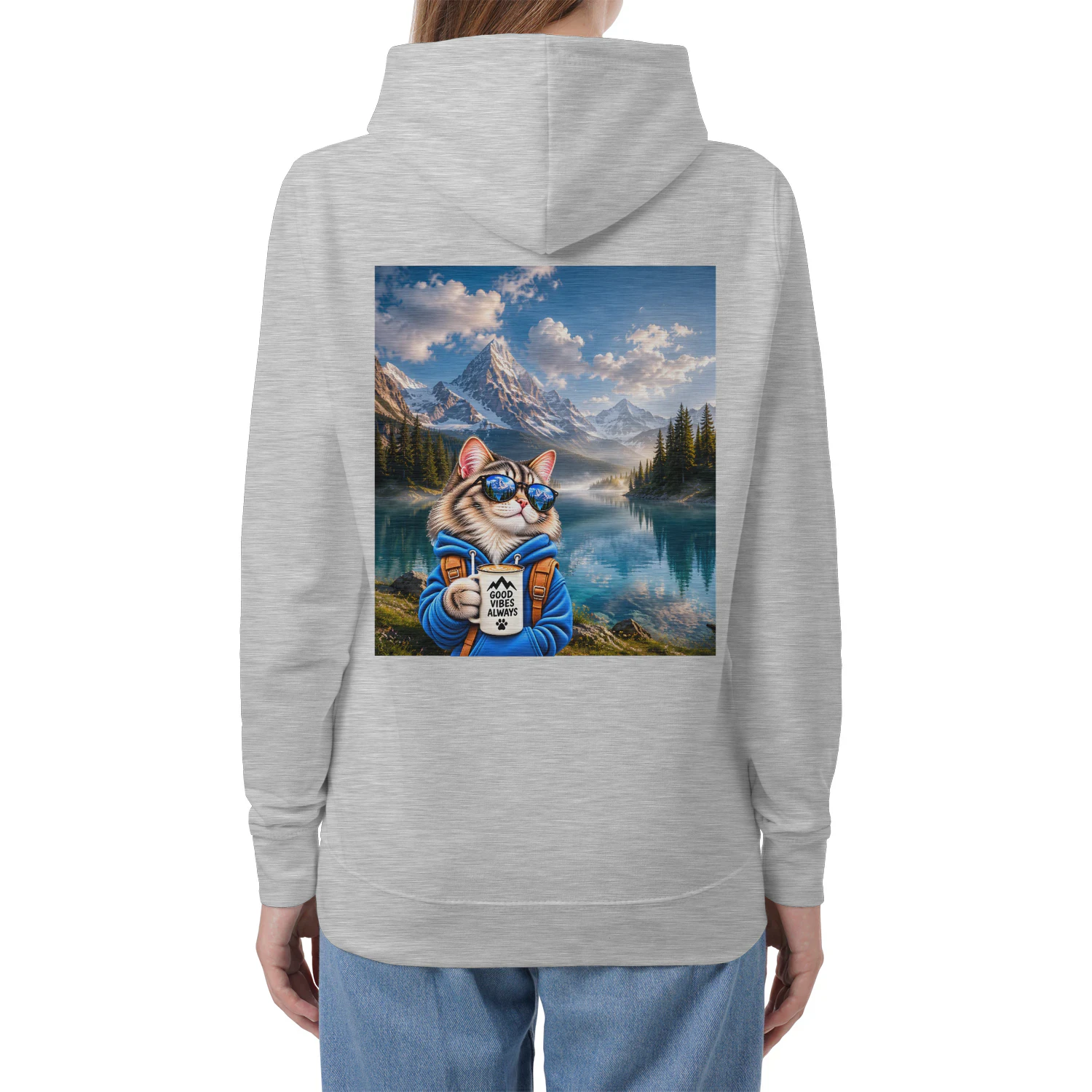 Good Vibes Always – Adventure Cat Hoodie -AWDis JH001, Gildan 18500