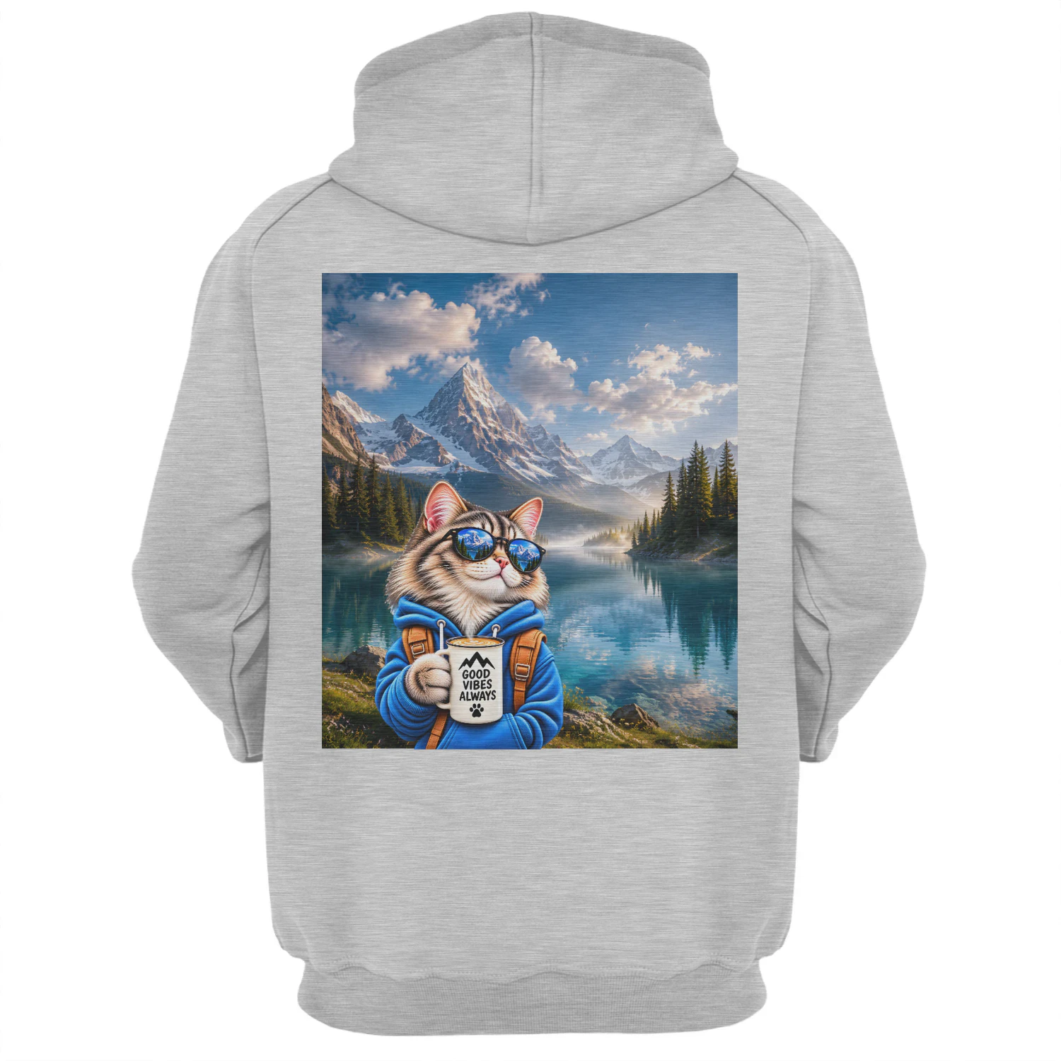 Good Vibes Always – Adventure Cat Hoodie -AWDis JH001, Gildan 18500