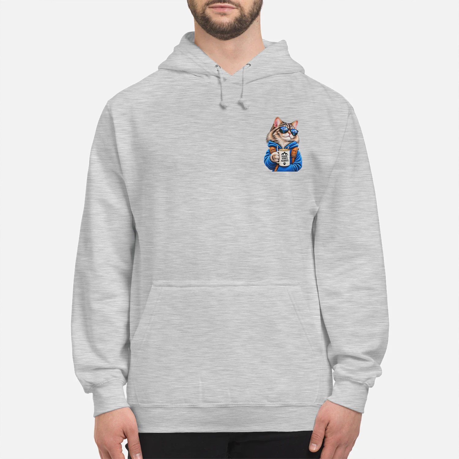 Good Vibes Always – Adventure Cat Hoodie -AWDis JH001, Gildan 18500