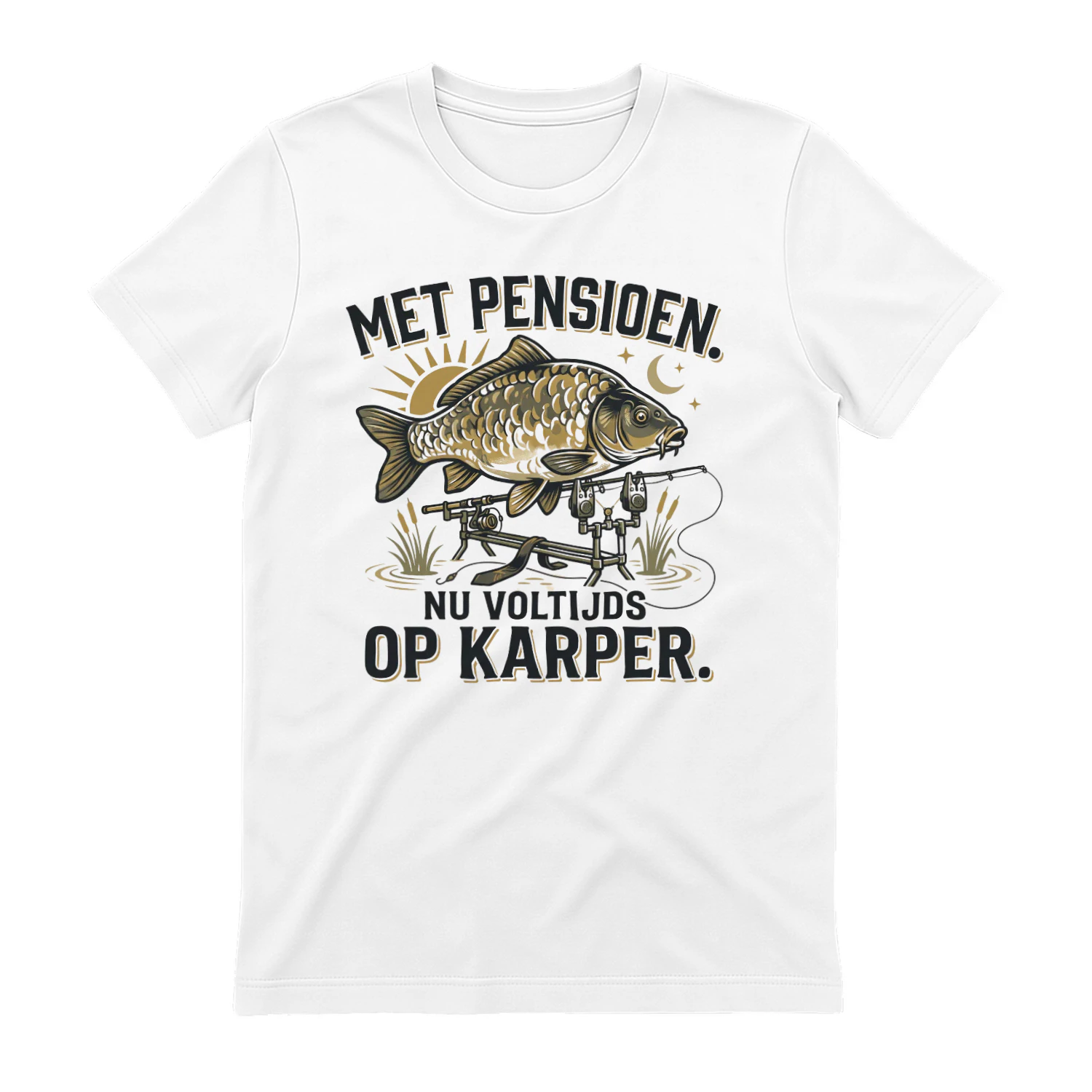 Met Pensioen, Nu Voltijds Op Karper – Gepensioneerde Visser T-Shirt