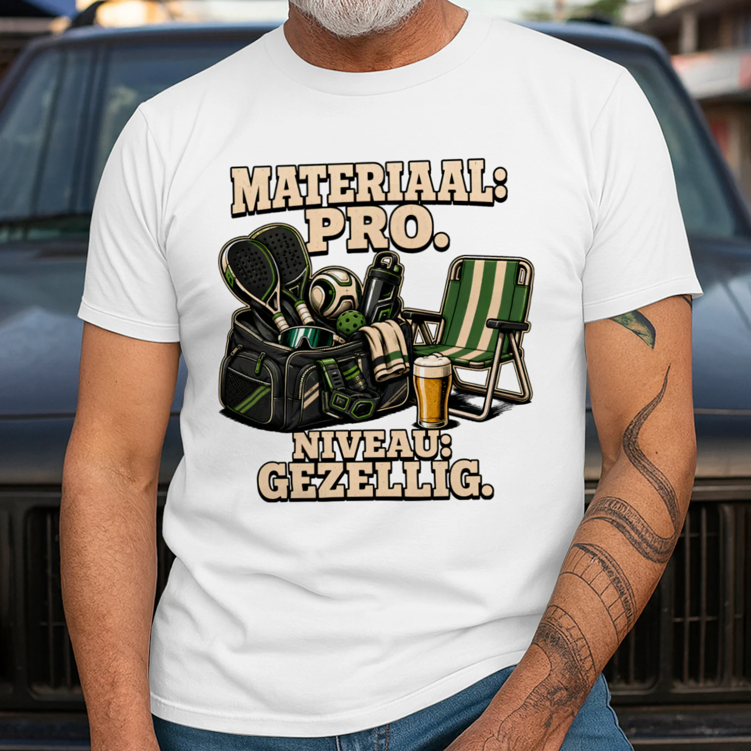 Materiaal: Pro. Niveau: Gezellig – Grappig Padel T-Shirt