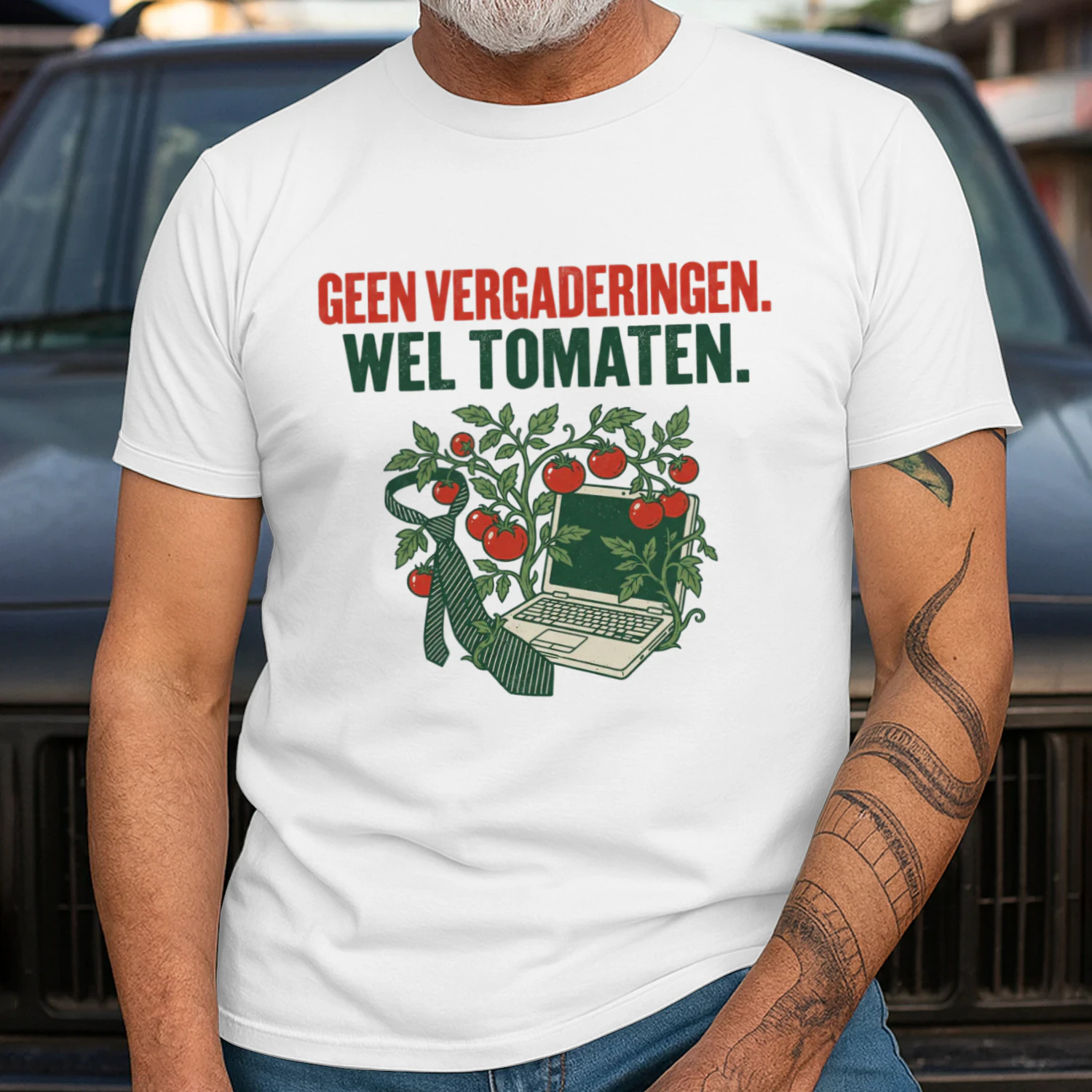 Geen Vergaderingen, Wel Tomaten – Pensioen Tuinier T-Shirt