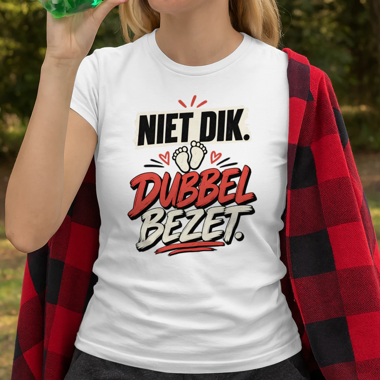 Niet Dik. Dubbel Bezet. – Zwangerschap T-shirt