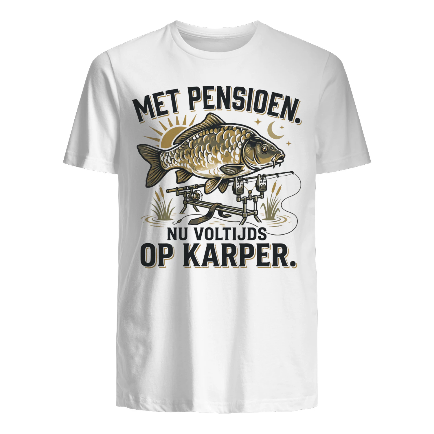 Met Pensioen, Nu Voltijds Op Karper – Gepensioneerde Visser T-Shirt