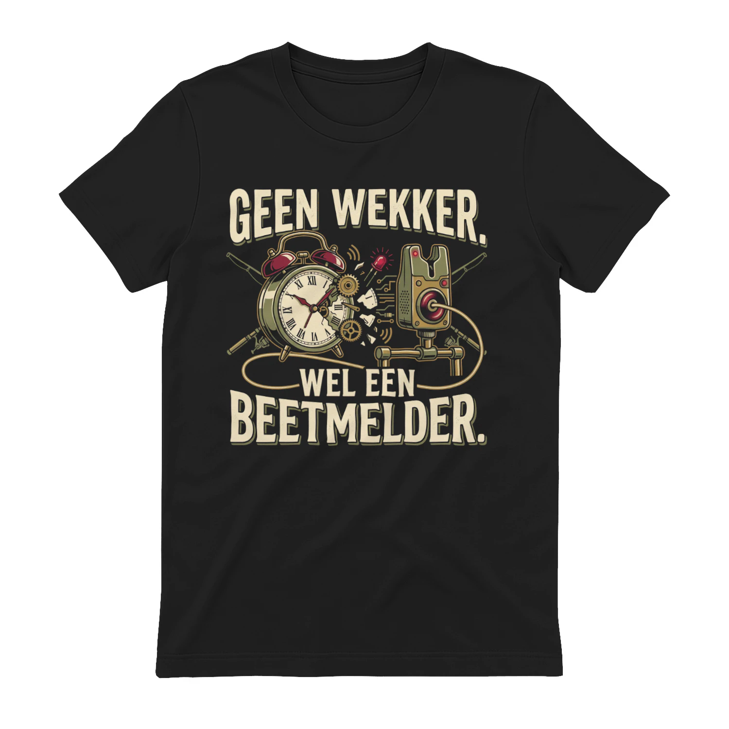 Geen Wekker, Wel Een Beetmelder – Karpervisser T-Shirt