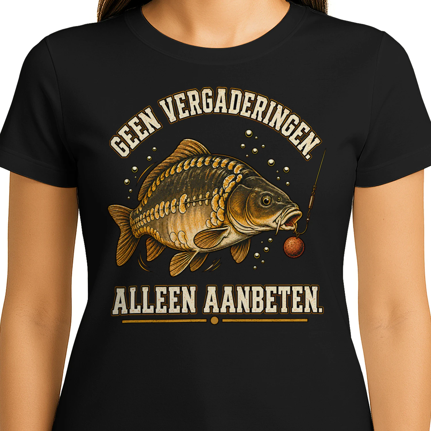 Geen Vergaderingen. Alleen Aanbeten. – Grappig Karpervisser T-Shirt