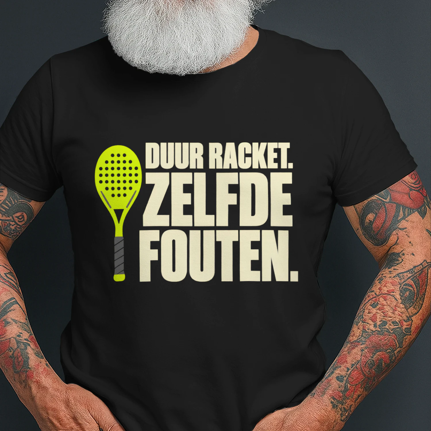 Duur Racket, Zelfde Fouten – Grappig Padel T-Shirt