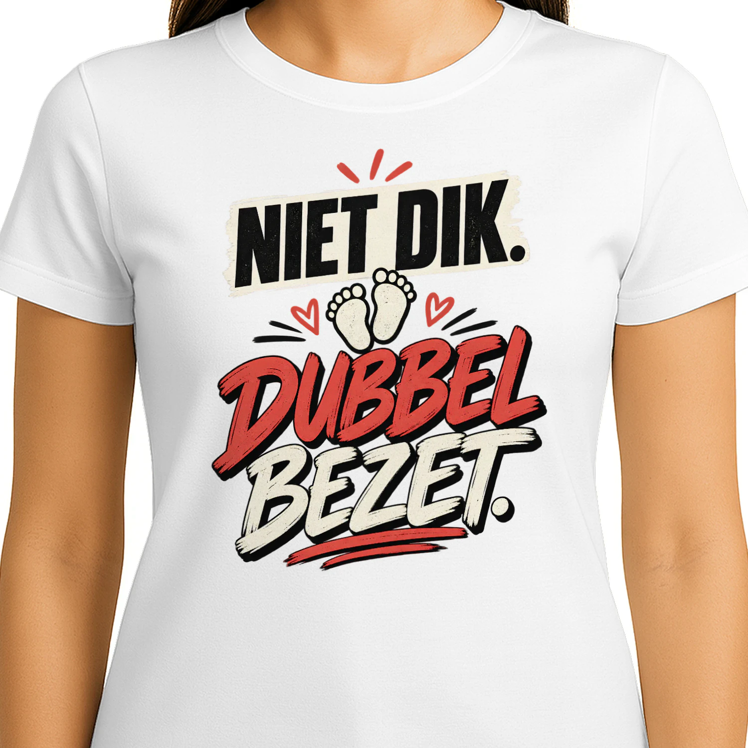 Niet Dik. Dubbel Bezet. – Zwangerschap T-shirt