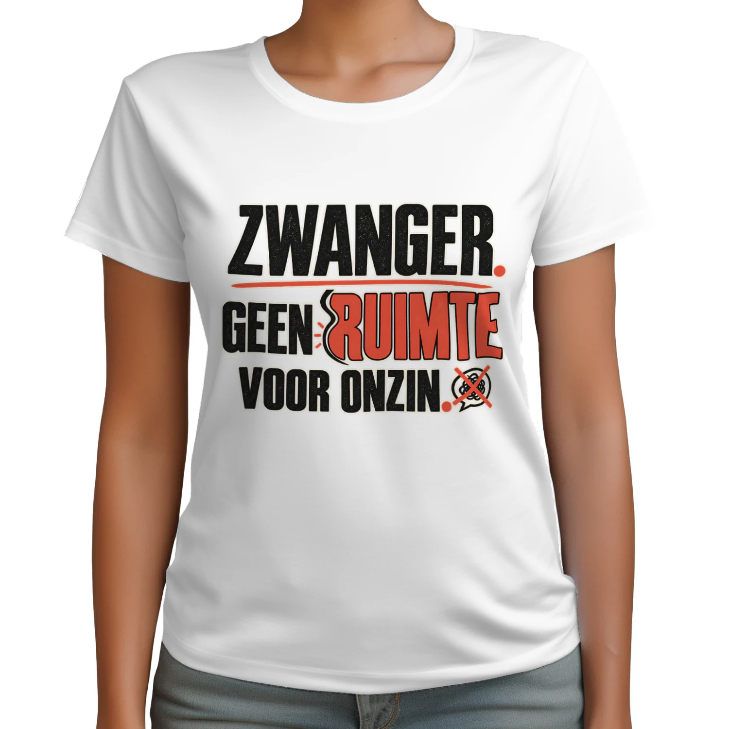 Zwanger. Geen Ruimte Voor Onzin. – Zwangerschap T-shirt