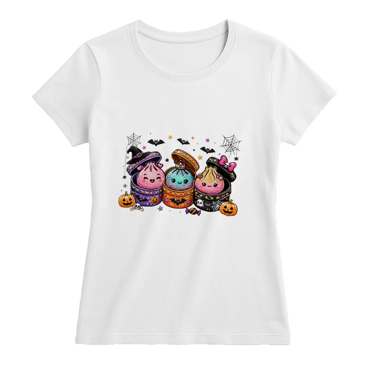 Kawaii Halloween Dumpling Clipart, Glitter Spooky