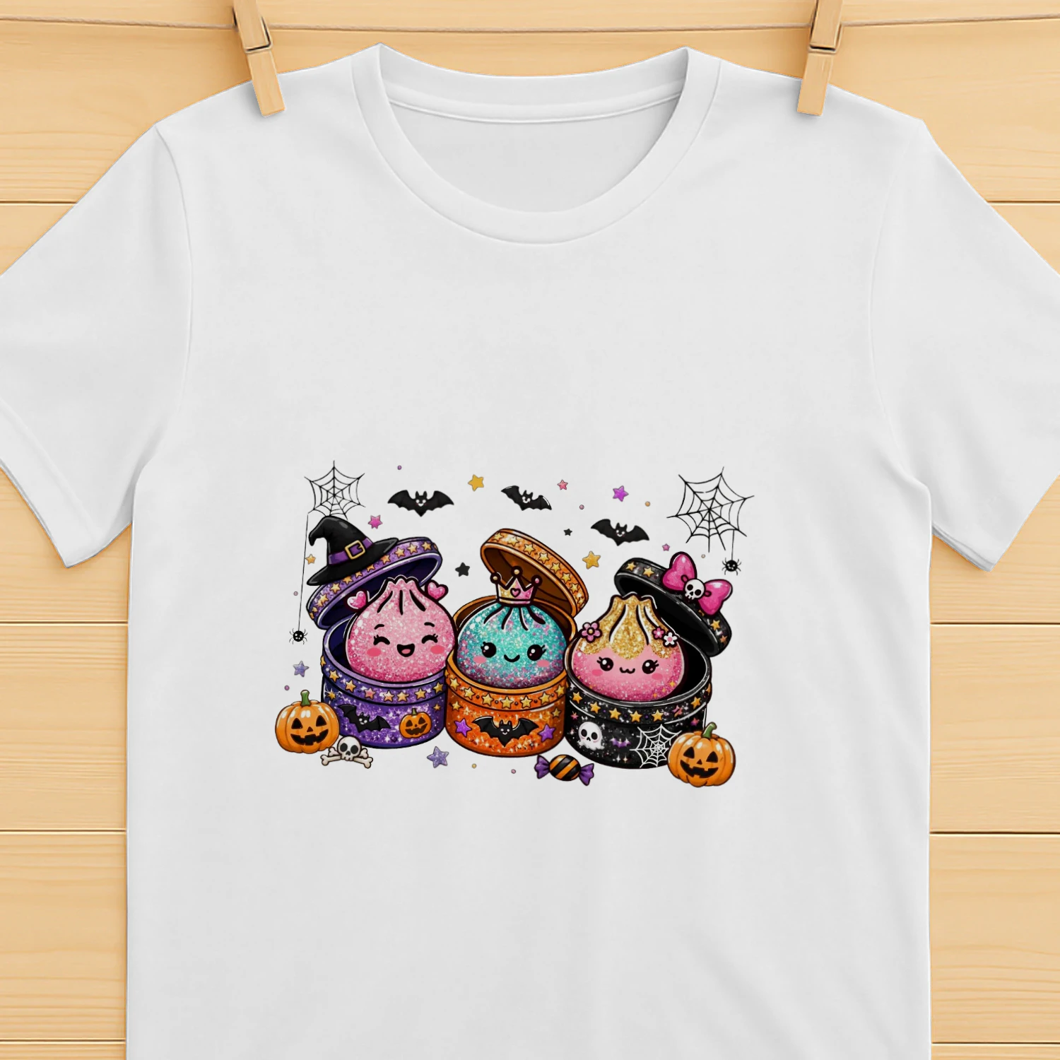 Kawaii Halloween Dumpling Clipart, Glitter Spooky