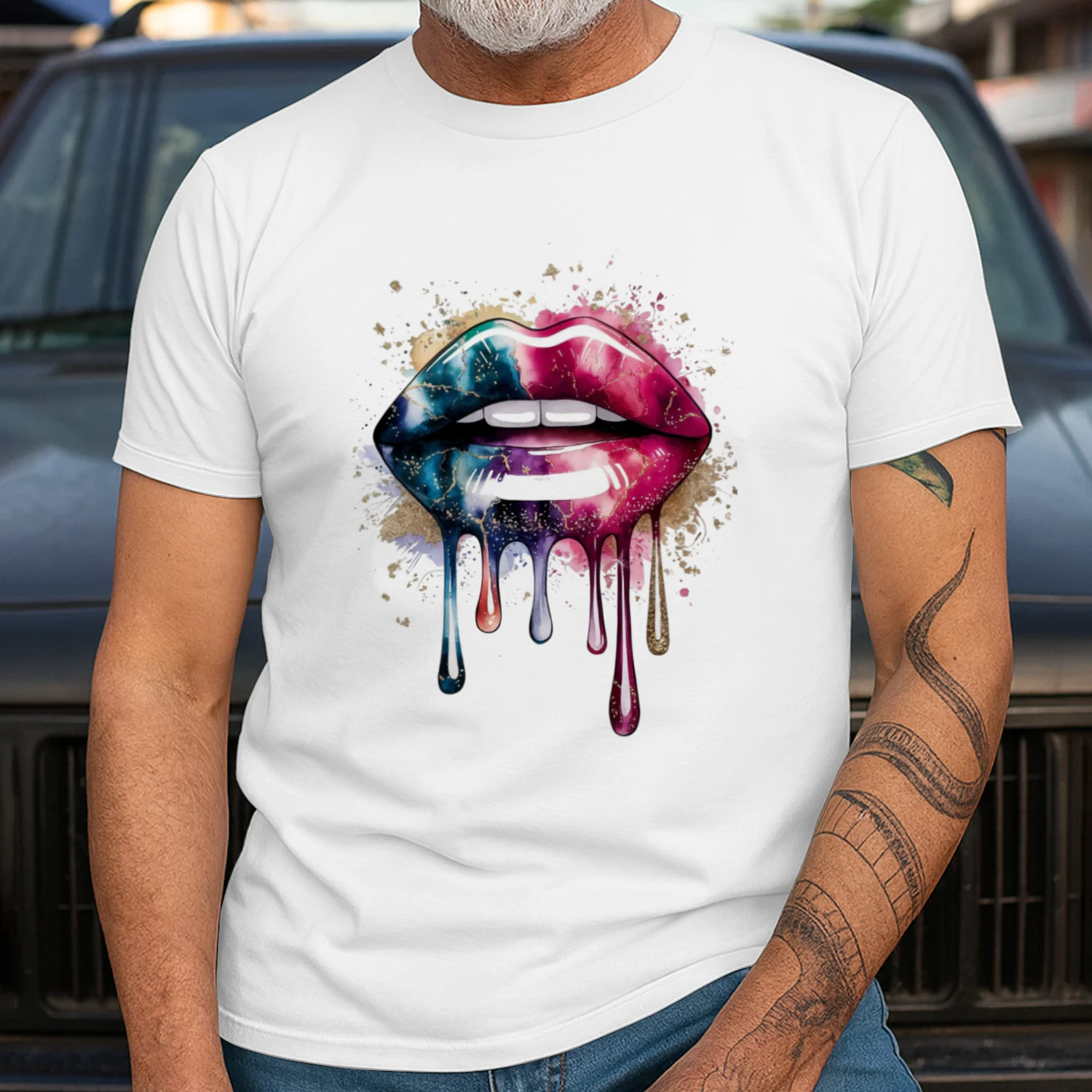 Kiss of Color – Colorful Dripping Lips T-Shirt