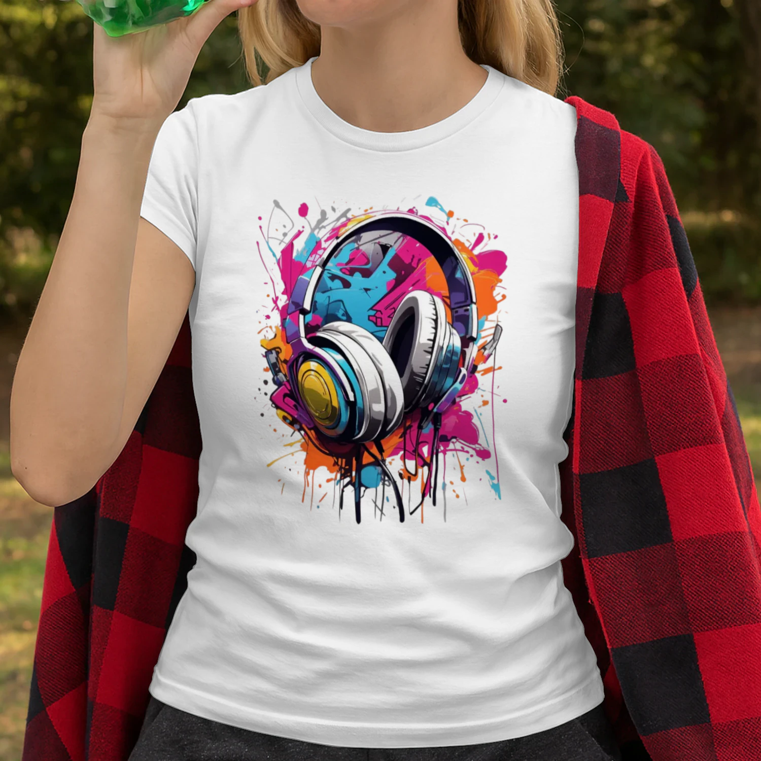 Colorful Urban Headphones Music T-Shirt