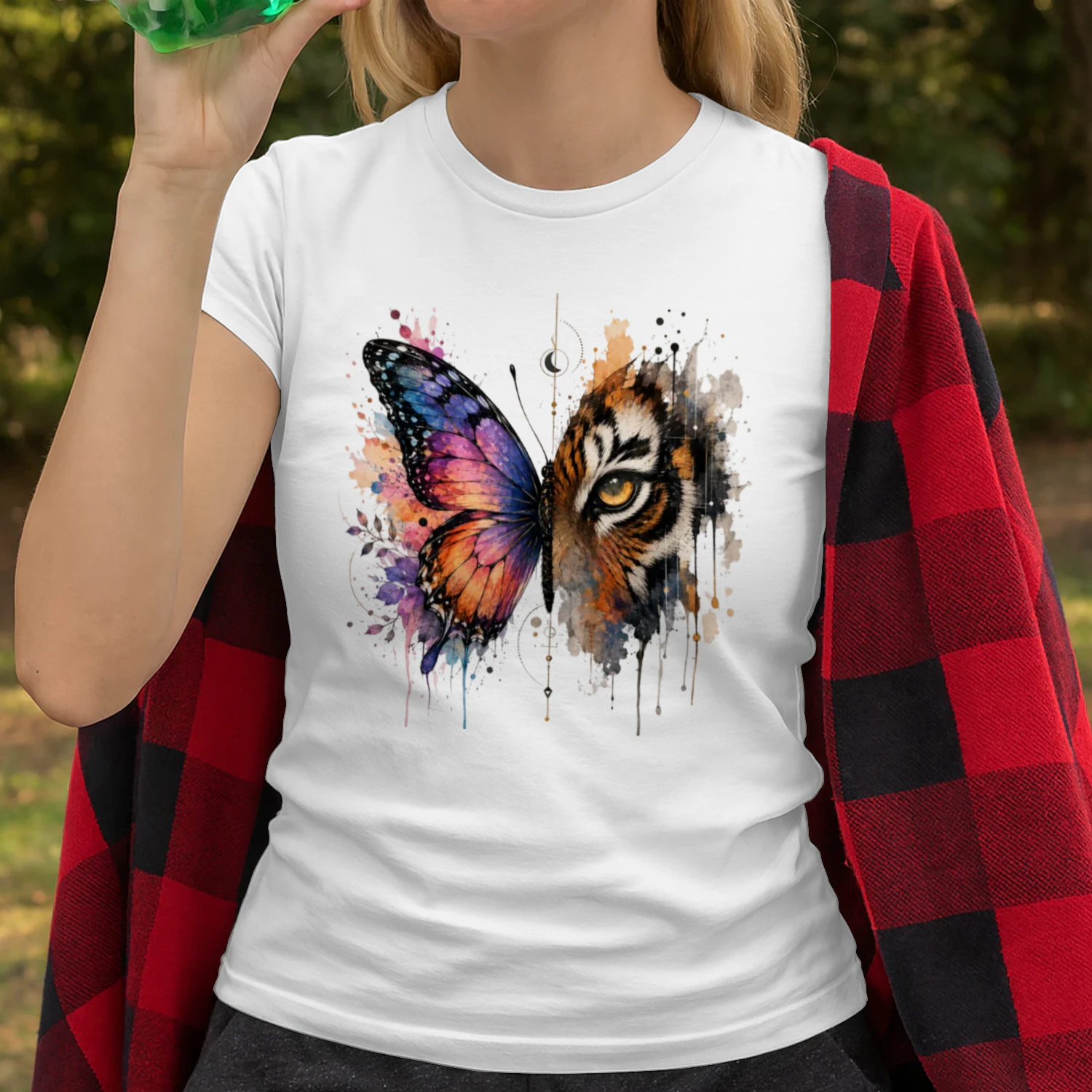 Butterfly & Tiger Artistic Transformation T-shirt
