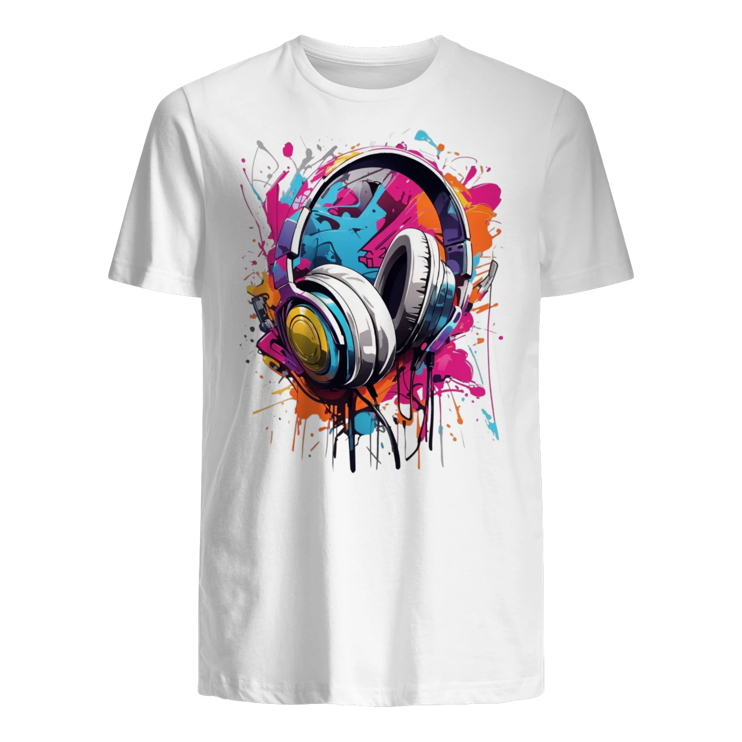 Colorful Urban Headphones Music T-Shirt
