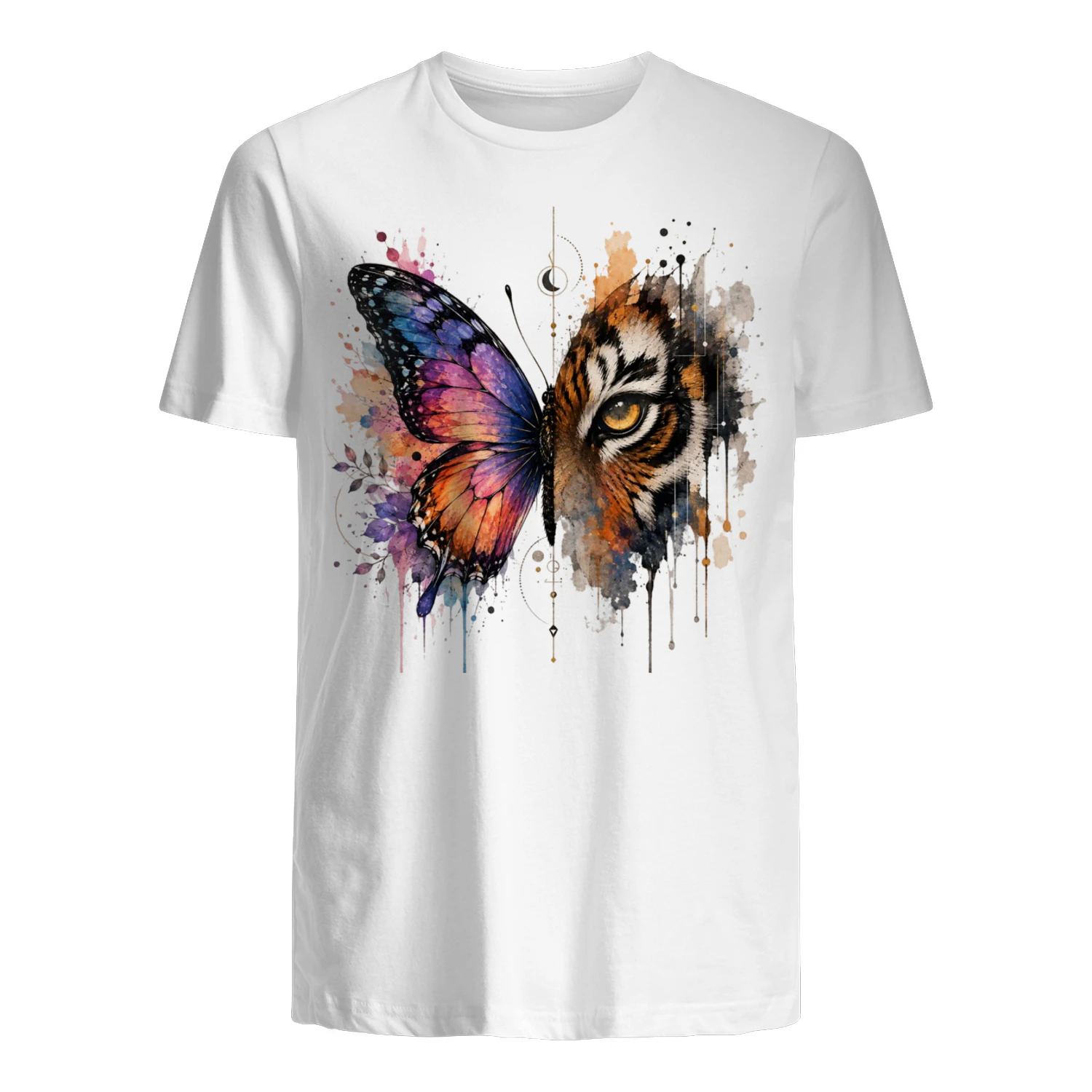 Butterfly & Tiger Artistic Transformation T-shirt