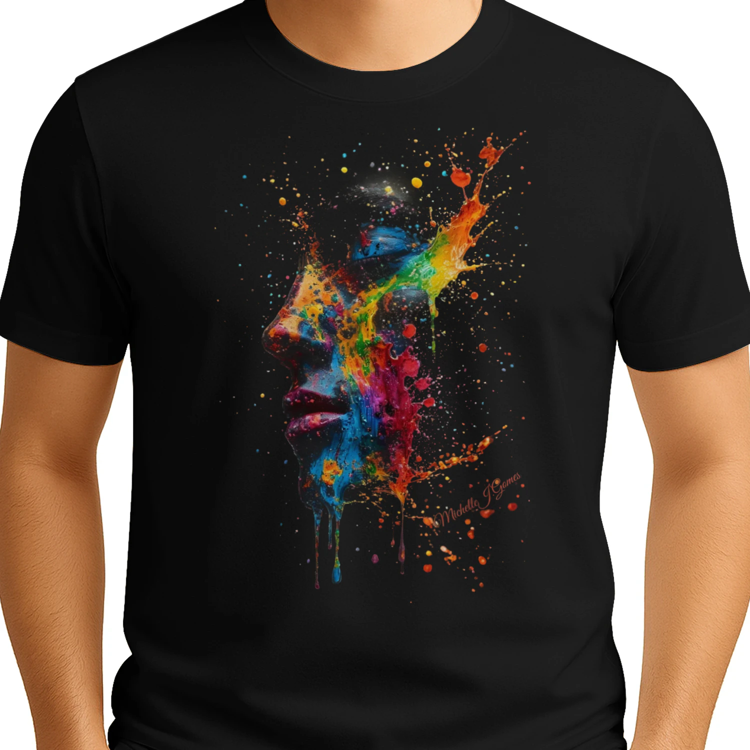 Colorful Soul – Abstract Paint Splash Portrait T-Shirt