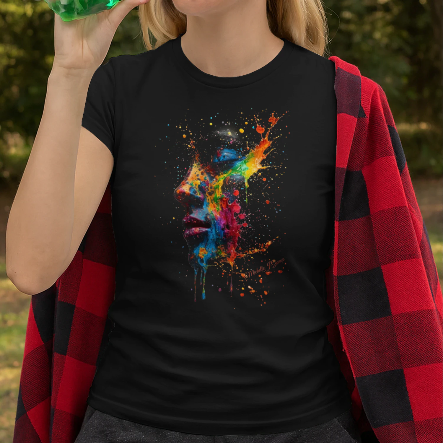 Colorful Soul – Abstract Paint Splash Portrait T-Shirt