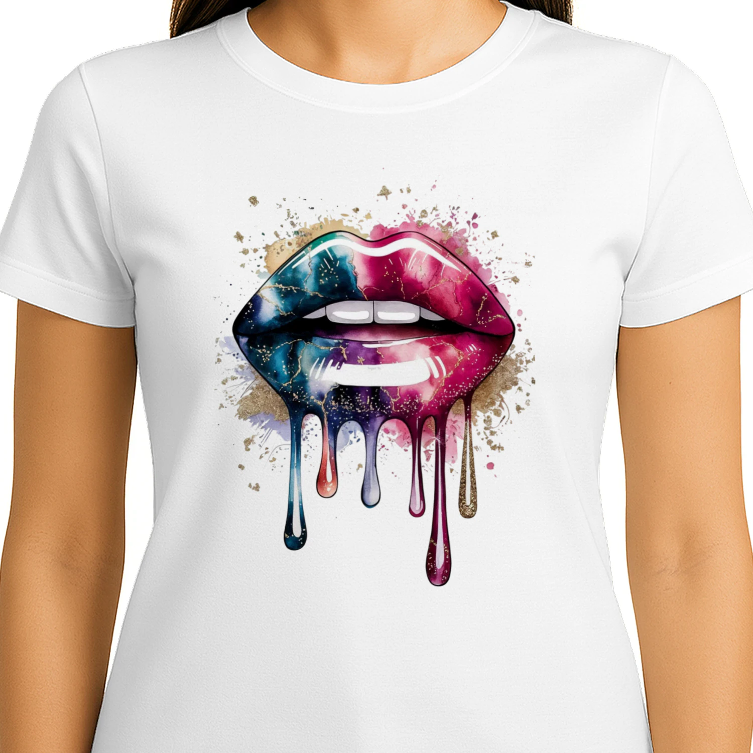 Kiss of Color – Colorful Dripping Lips T-Shirt