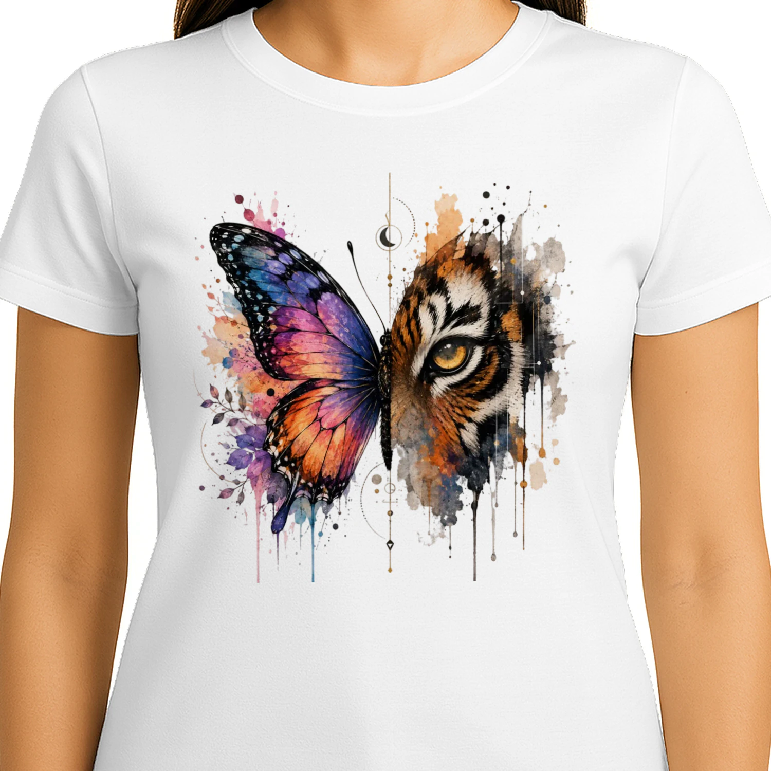 Butterfly & Tiger Artistic Transformation T-shirt