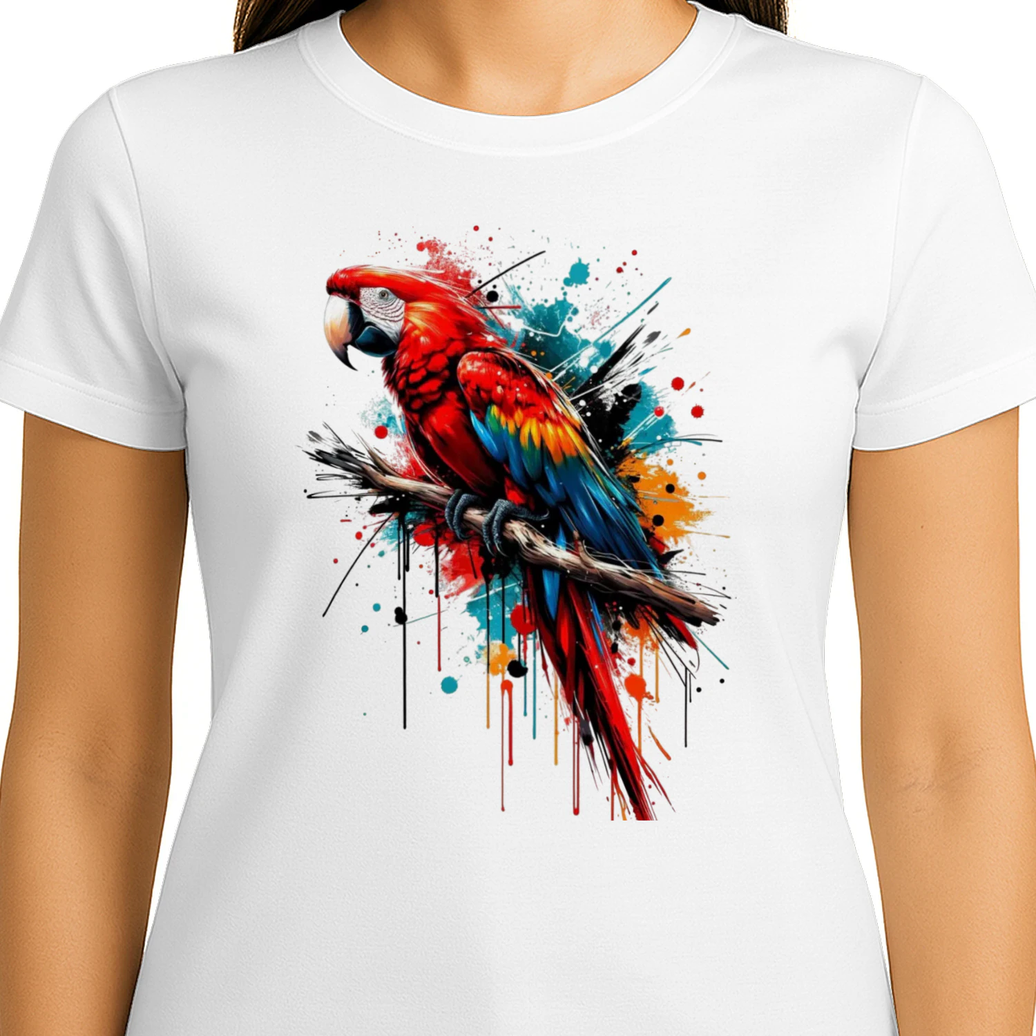Colorful Macaw Street Art – Tropical Parrot T-shirt