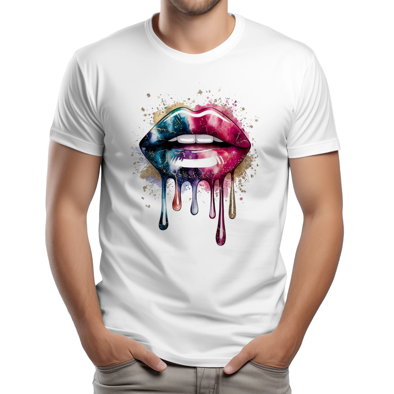 Kiss of Color – Colorful Dripping Lips T-Shirt