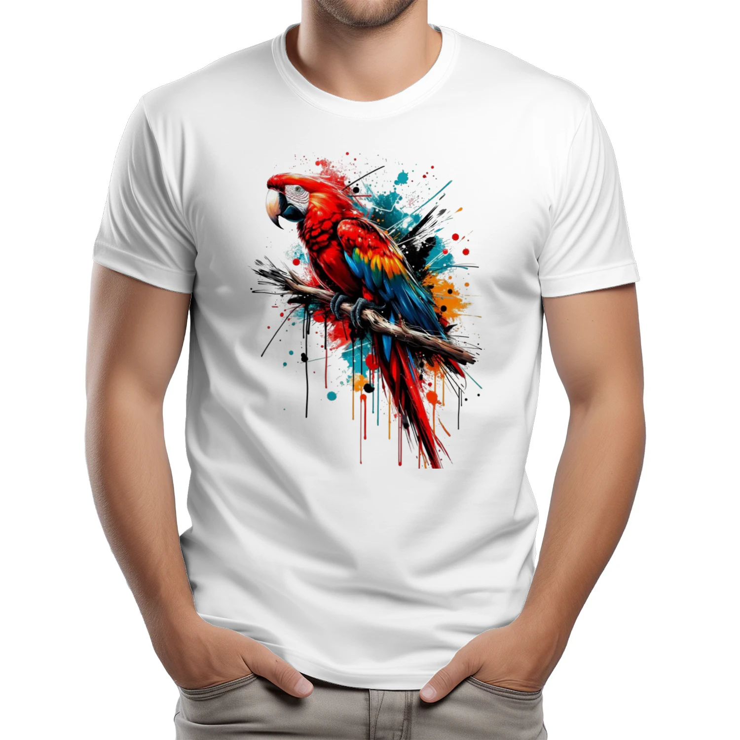 Colorful Macaw Street Art – Tropical Parrot T-shirt