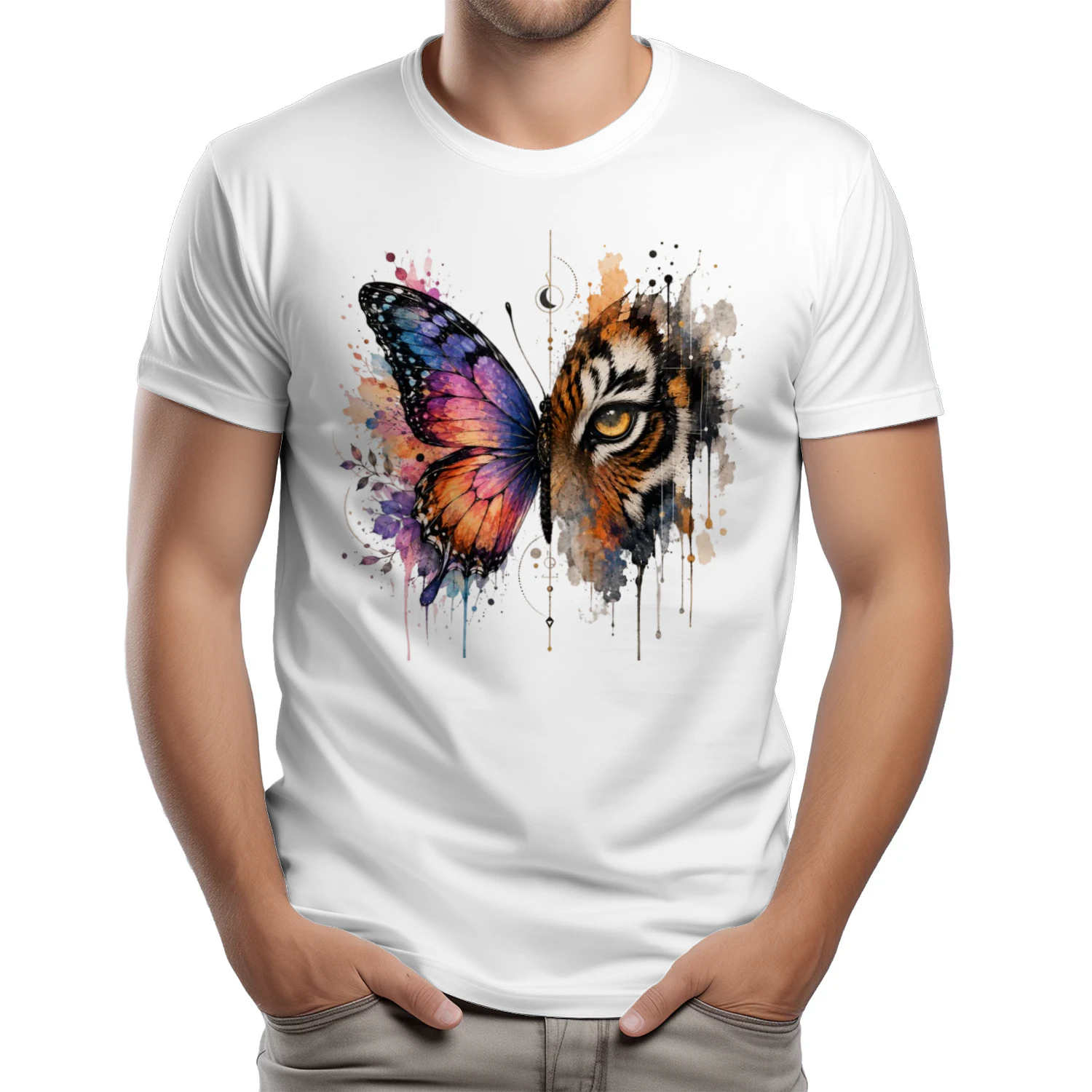 Butterfly & Tiger Artistic Transformation T-shirt