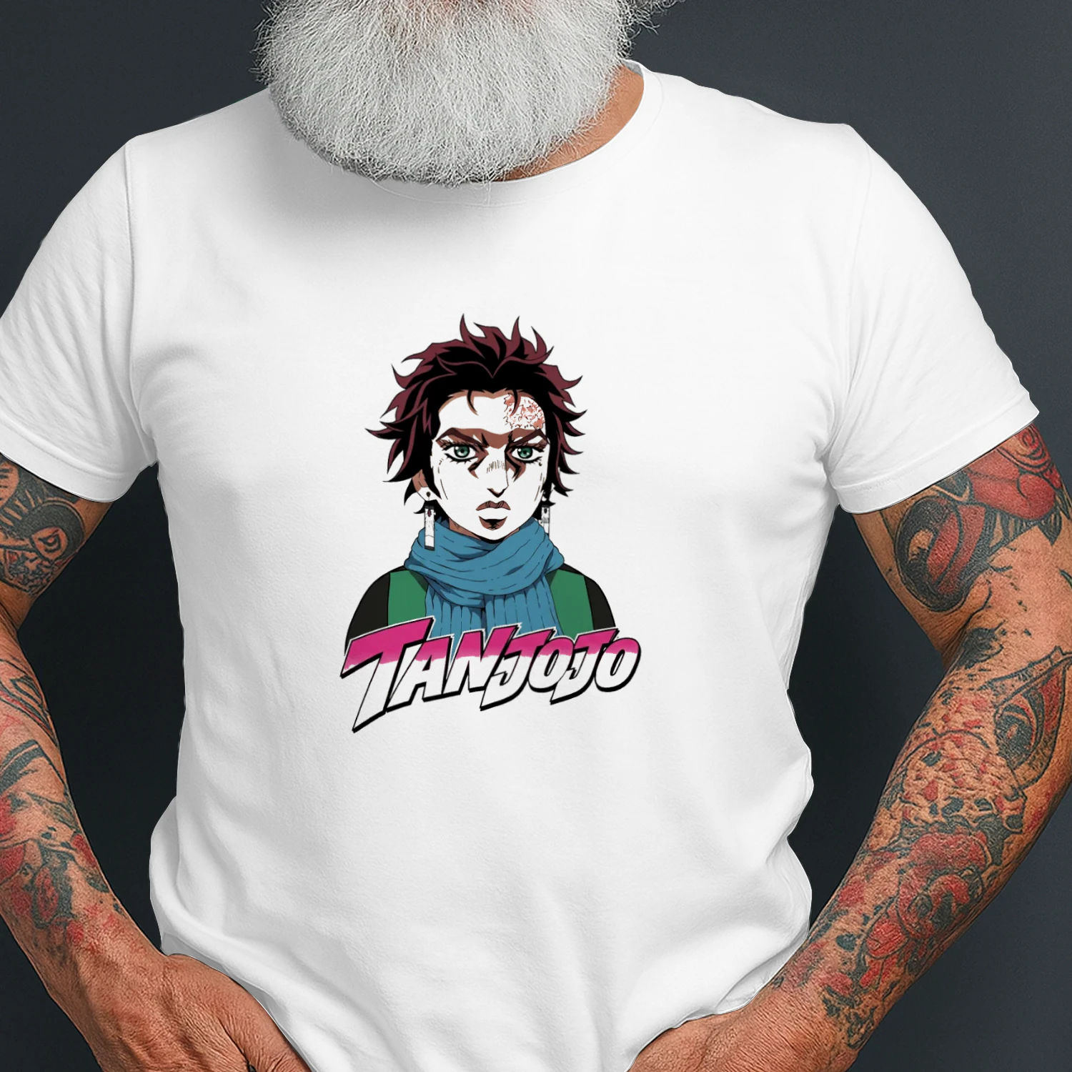 TanJoJo Kamado Tanjiro Jojos Bizarre Adventure T-shirt  Anime Crossover Design