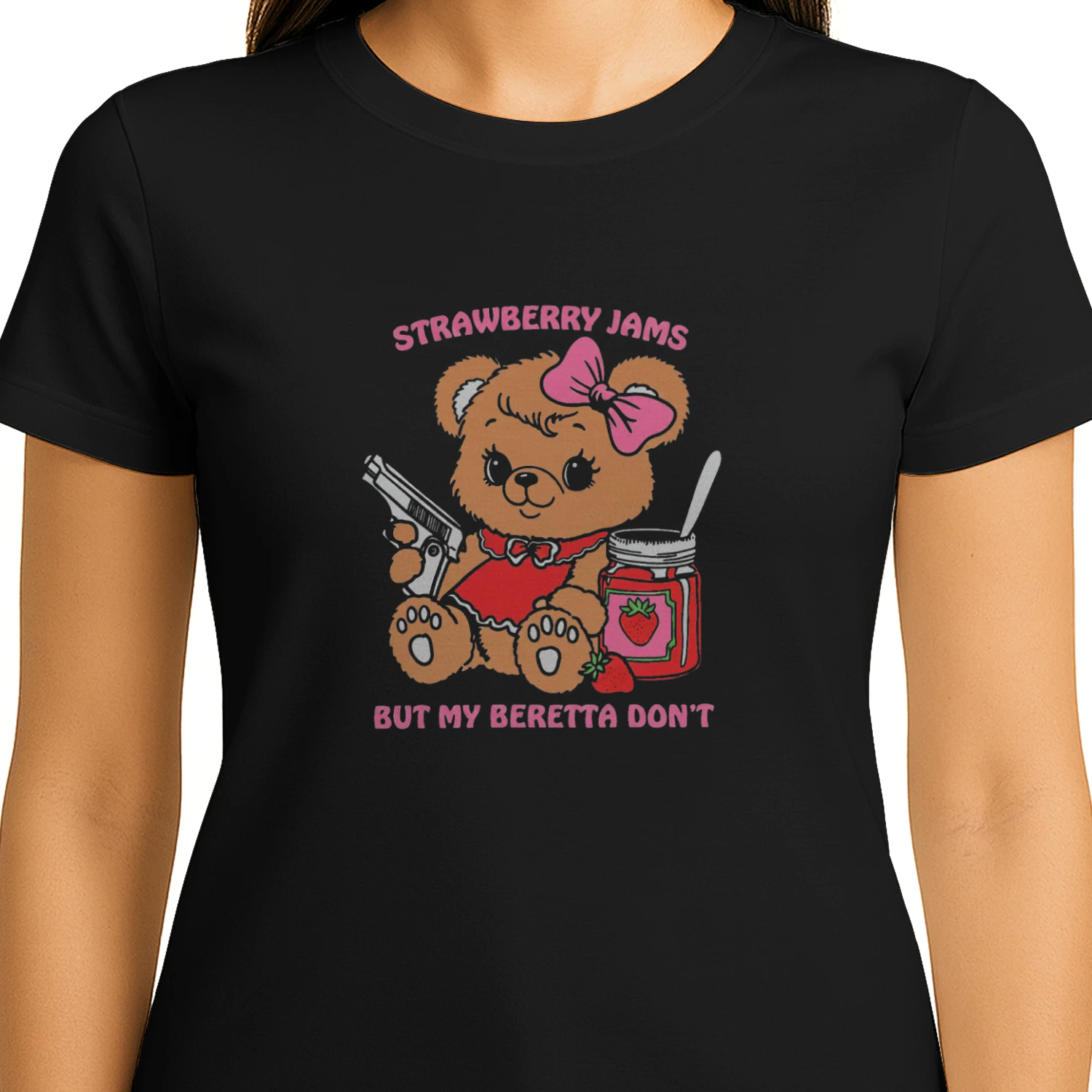 Strawberry Jams But My Beretta Dont T-shirt  Funny Country Music Humor Design