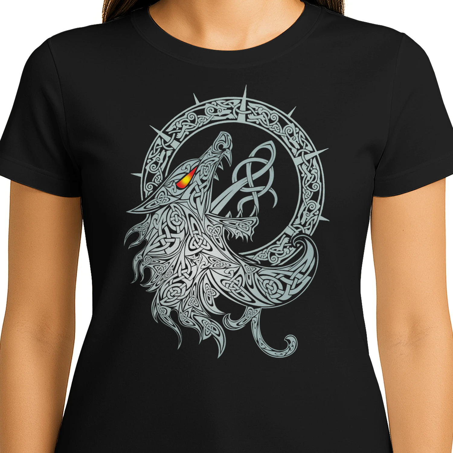 Silver Celtic Howling Wolf