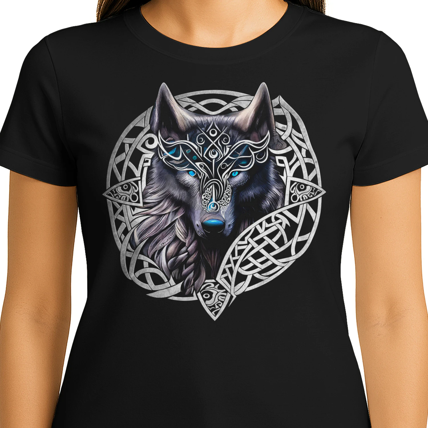 Nordic Wolf Head Ice Blue Eyes