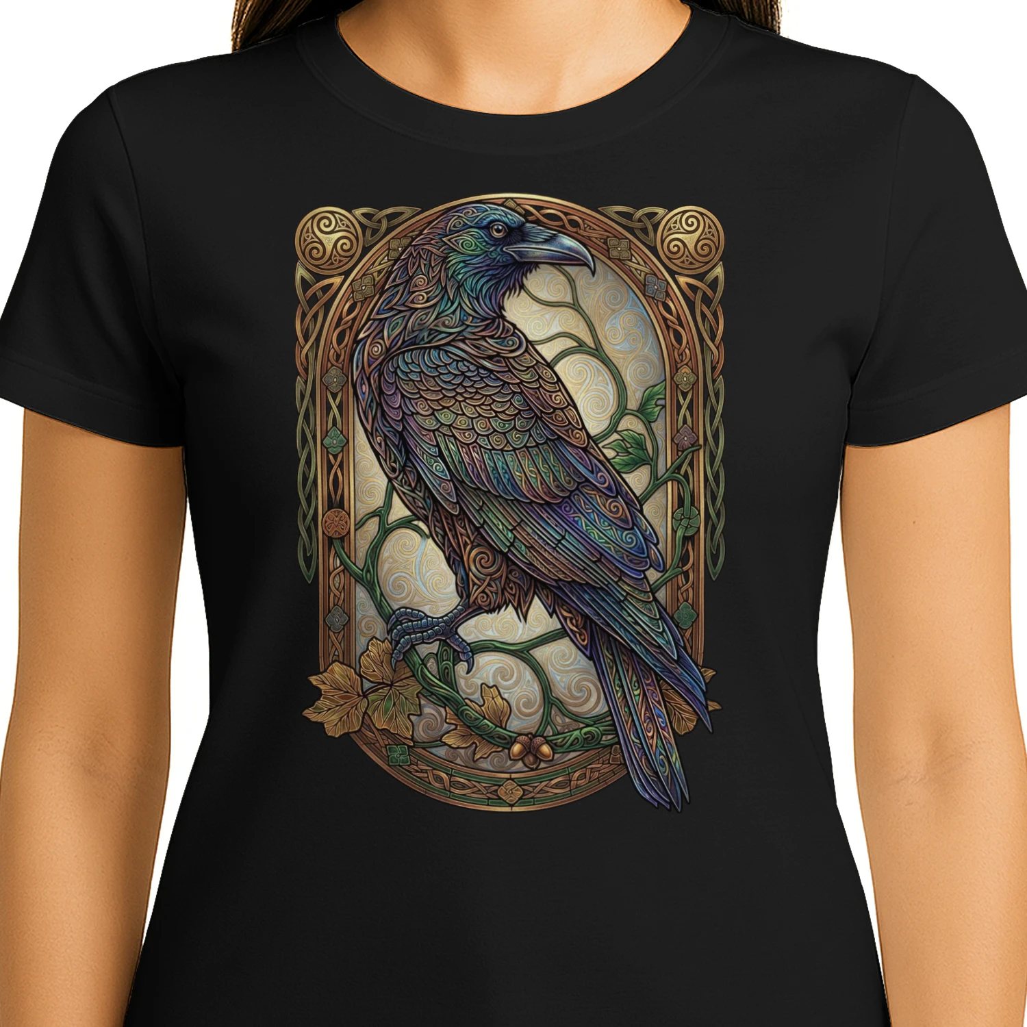 Celtic Raven Stained Glass