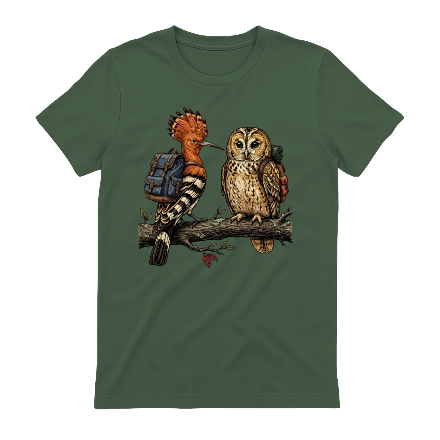 Hiking Owl & Hoopoe Bird T-shirt