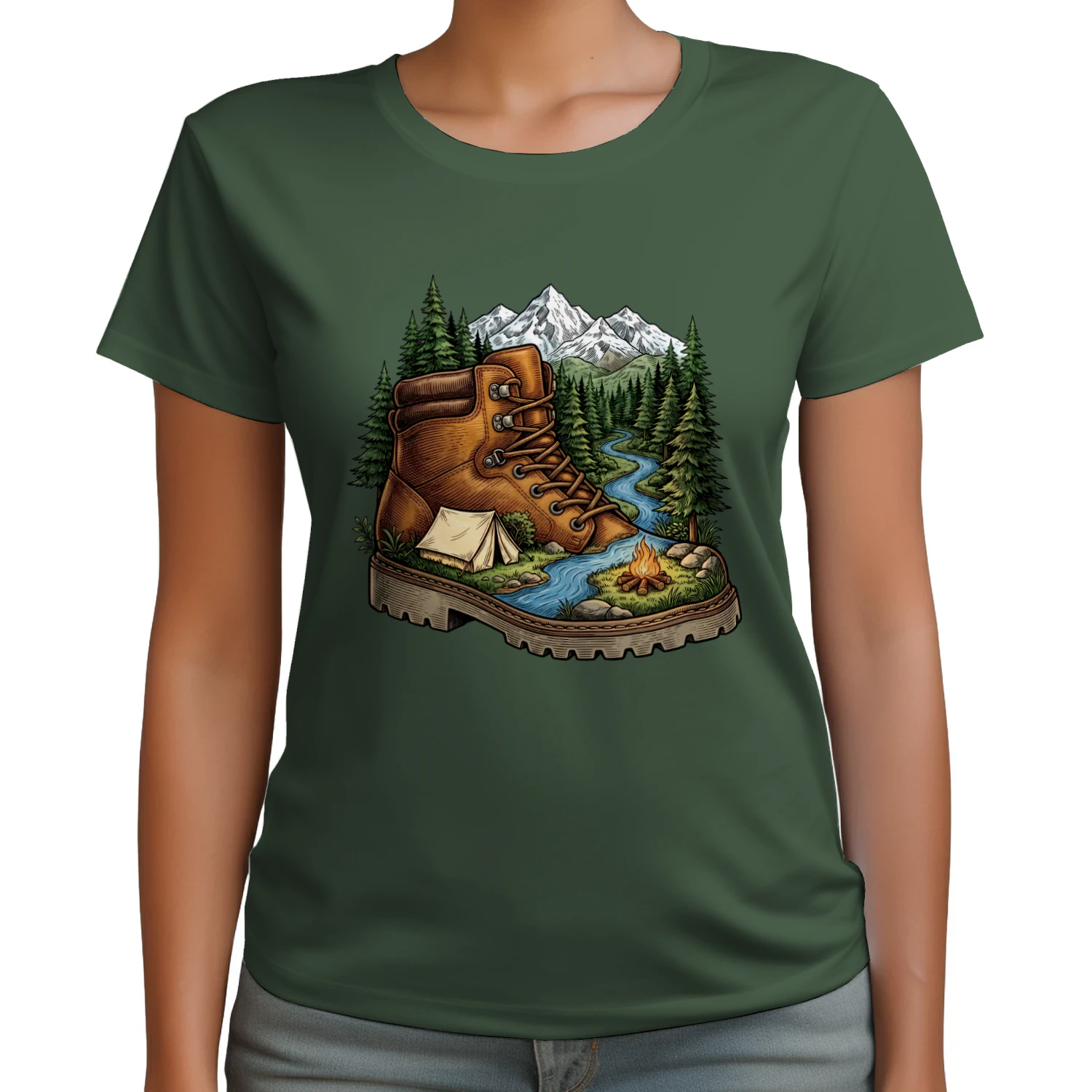 Hiking Boot Camping Mountain Adventure T-shirt