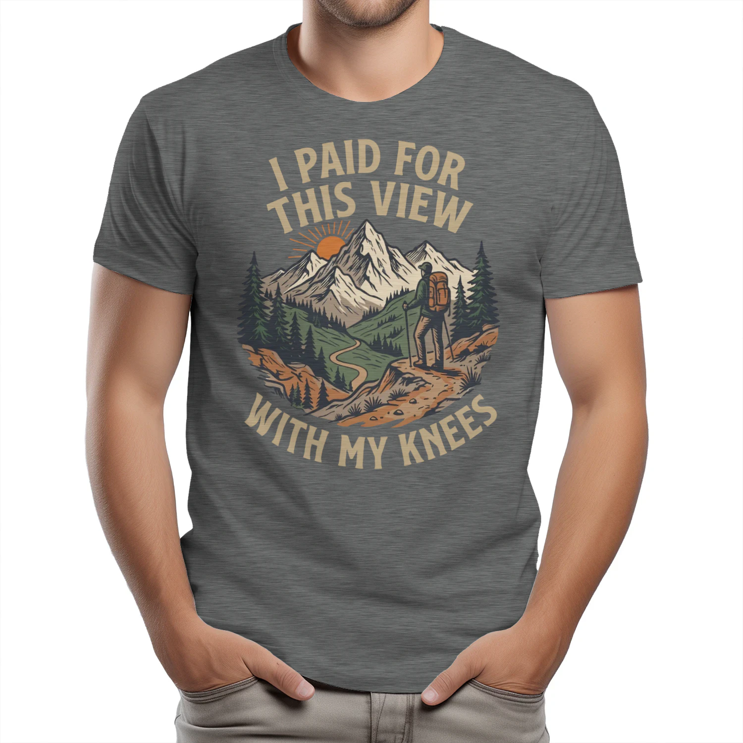 I Paid For This View With My Knees Funny Hiking T-shirt