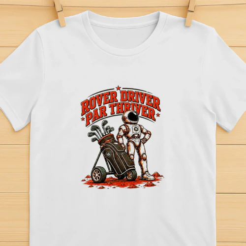 Rover Driver Par Thriver Astronaut Golfing Graphic Shirt-Golf Lover Space Design