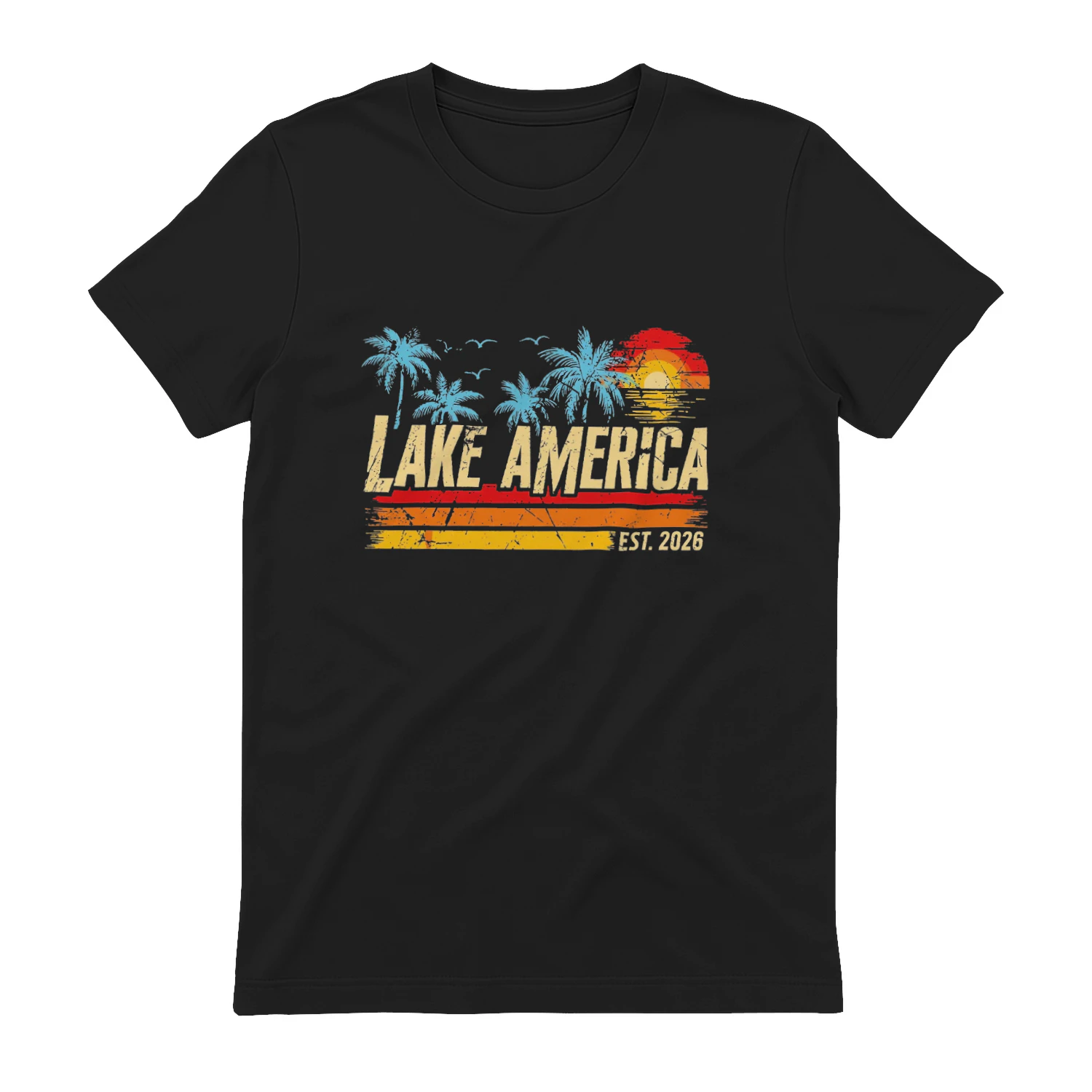 Lake America Est 2026 Vintage Tropical Vacation T-shirt -Lake America Summer Design