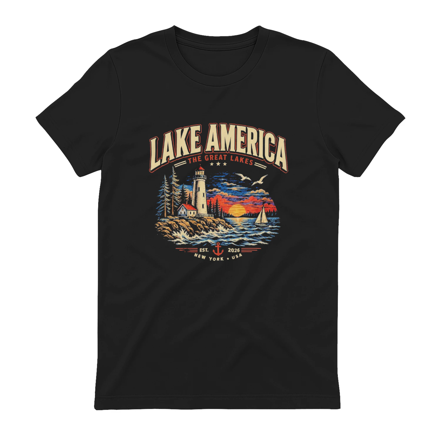 Lake America The Great Lakes T-shirt-Great Lakes America Design